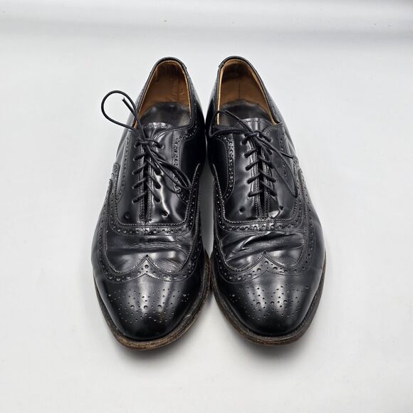 Johnston & Murphy Men's Size 11 Extra Wide VTG Black Leather Wingtip Oxfords - Picture 3 of 12